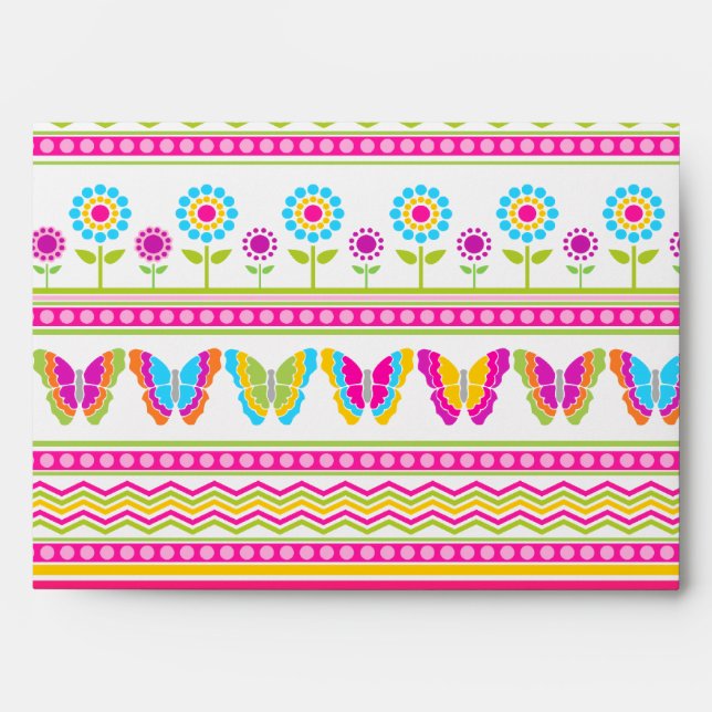 Cute spring flowers and butterflies envelopes (Front)
