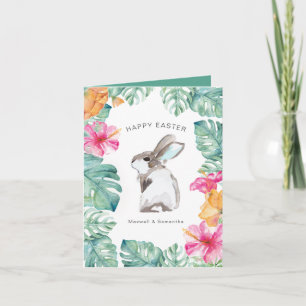 Cute Spring Flowers Bunny Easter Card