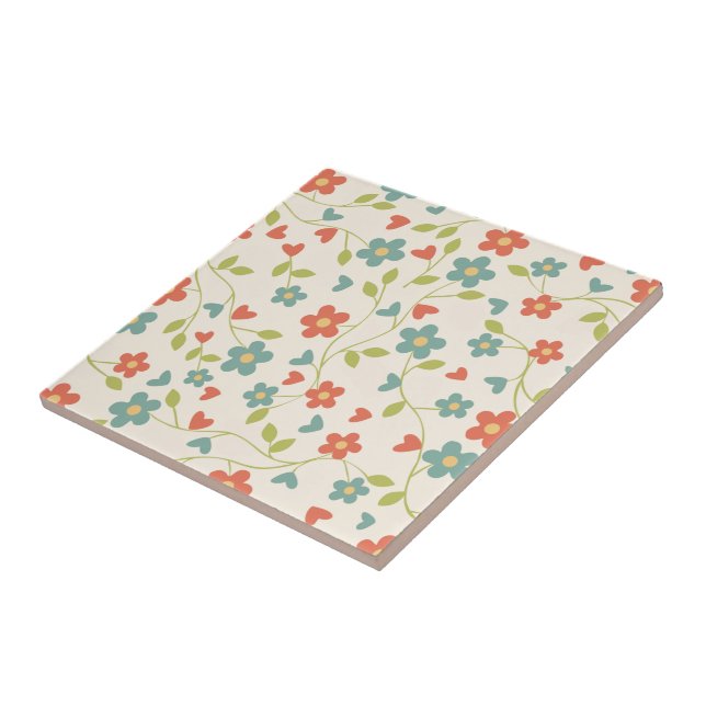 Cute Spring Flowers - Ceramic Tile (Side)