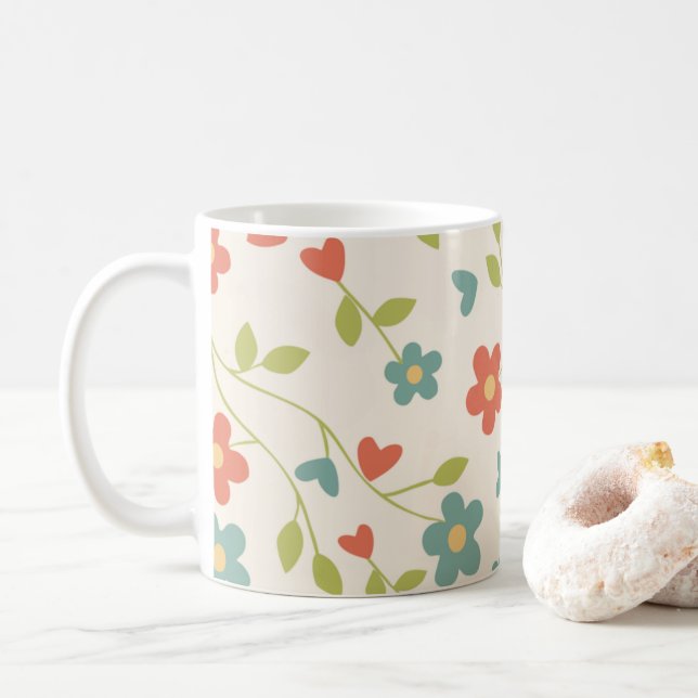 Cute Spring Flowers - Coffee Mug (With Donut)