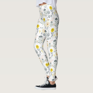 Cute spring flowers pattern leggings