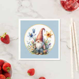 Cute Spring garden party gnome  Napkin