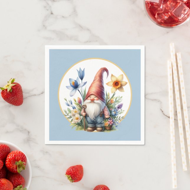 Cute Spring garden party gnome  Napkin (Insitu)
