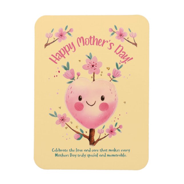 Cute Spring Heart Tree Mother’s Day Magnet (Vertical)