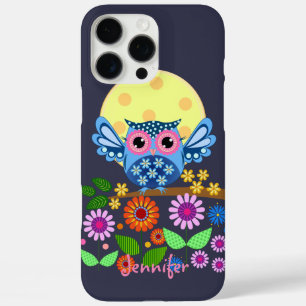Cute spring Owl & custom Name iPhone 16 Pro Max Case