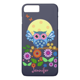 Cute spring Owl & custom Name iPhone 8 Plus/7 Plus Case