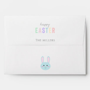 Cute Spring Pastel Blue Bunny Happy Easter Envelope
