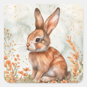 Cute Spring Rabbit Square Sticker