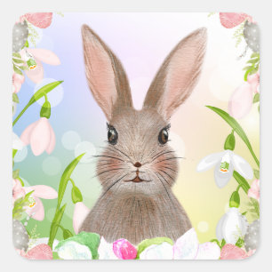 Cute Spring Watercolor Bunny Rabbit Stickers