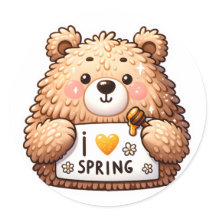 Cute Springtime Bear Sticker