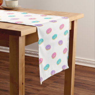 Cute Sprinkle Doughnuts Pattern Short Table Runner