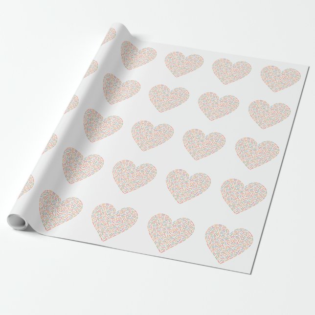 Cute Sprinkle Heart | Baby Sprinkle Wrapping Paper (Unrolled)