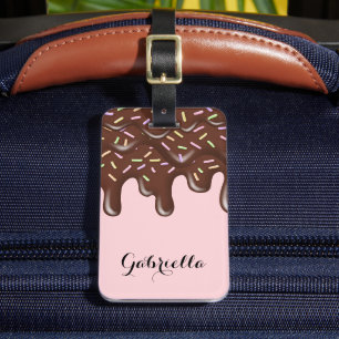 Cute Sprinkle Ice Cream Chocolate Personalised Luggage Tag