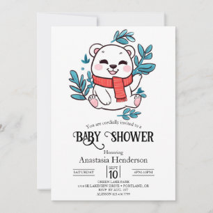 Cute Sprinkle Polar Bear Digital Baby Shower Invitation
