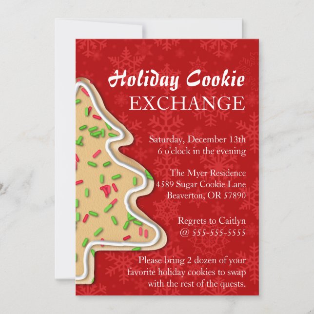 Cute Sprinkle Sugar Cookie Exchange Holiday Invite (Front)