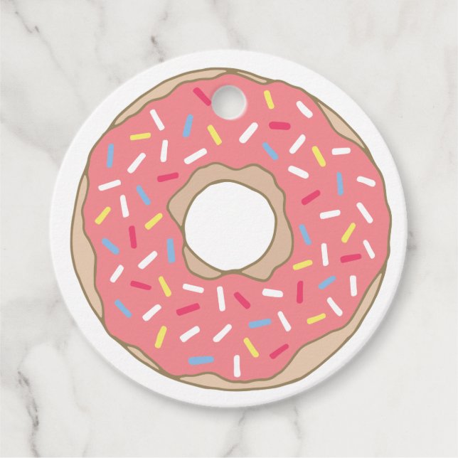 Cute Sprinkles Doughnut Personalised Favour Tags (Front)