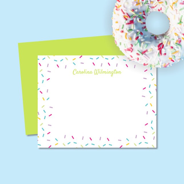Cute Sprinkles Girly Lime Green Stationery Card (Creator Uploaded)