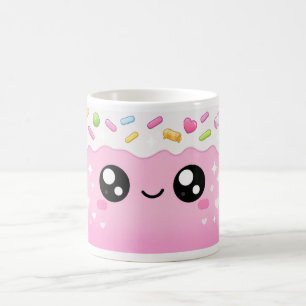 Cute Sprinkles & Smiling Face Design/Pink & White Coffee Mug