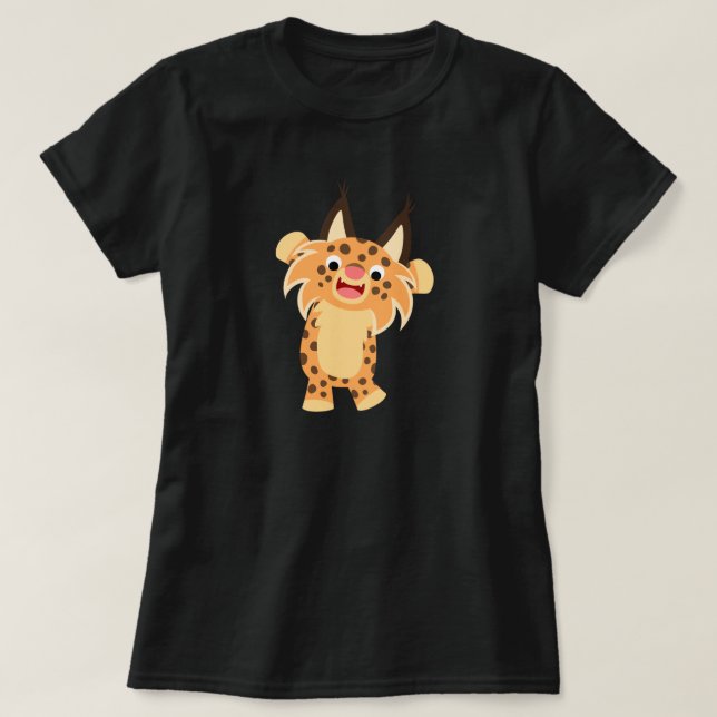 Cute Spunky Cartoon Bobcat Women T-Shirt (Design Front)