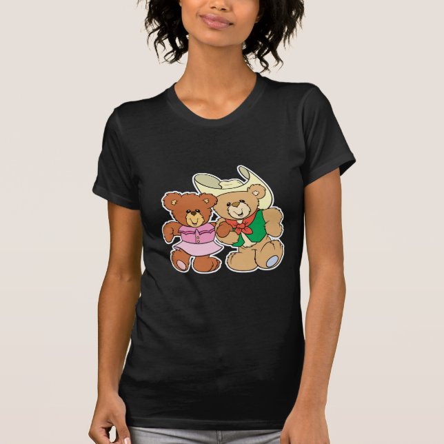 cute square dancing teddy bears design T-Shirt (Front)