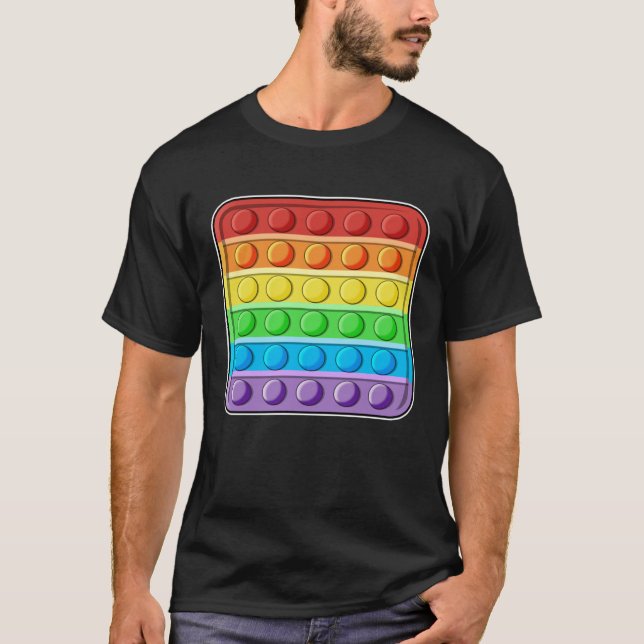 Cute square Pop It Rainbow Colourful Pop It Fidget T-Shirt (Front)