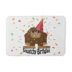 Cute Squatchy Birthday Bigfoot Bath Mat