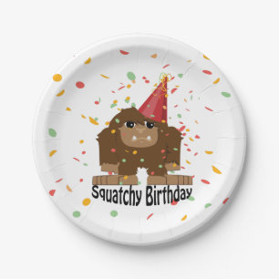Cute Squatchy Birthday Bigfoot Paper Plate