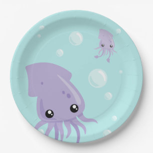 Cute Squid Paper Plate