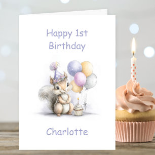 Cute Squirrel 1st Birthday Card
