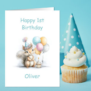Cute Squirrel 1st Birthday Card
