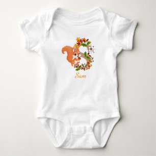 Cute Squirrel Alphabet Letter R Baby Bodysuit