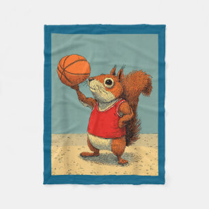 Cute squirrel animal funny basketball cartoon fleece blanket