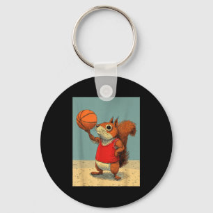 Cute squirrel animal funny basketball cartoon key ring