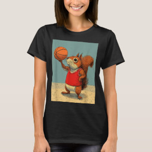 Cute squirrel animal funny basketball cartoon T-Shirt