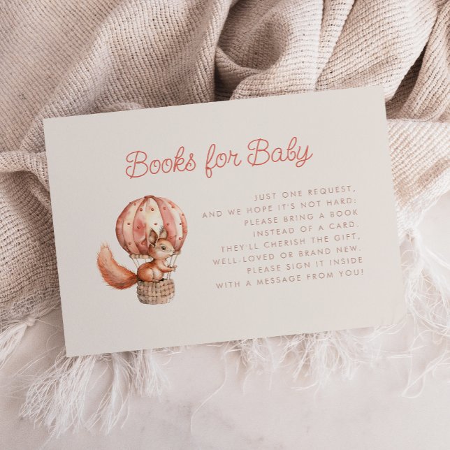 Cute Squirrel Balloon Baby Shower Books Enclosure Card (Creator Uploaded)
