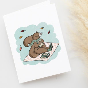 Cute Squirrel Book Lovers Blank Thank You Card