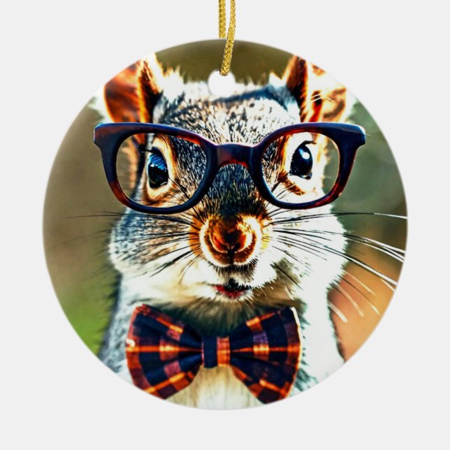 Cute Squirrel Ceramic Ornament (Front)