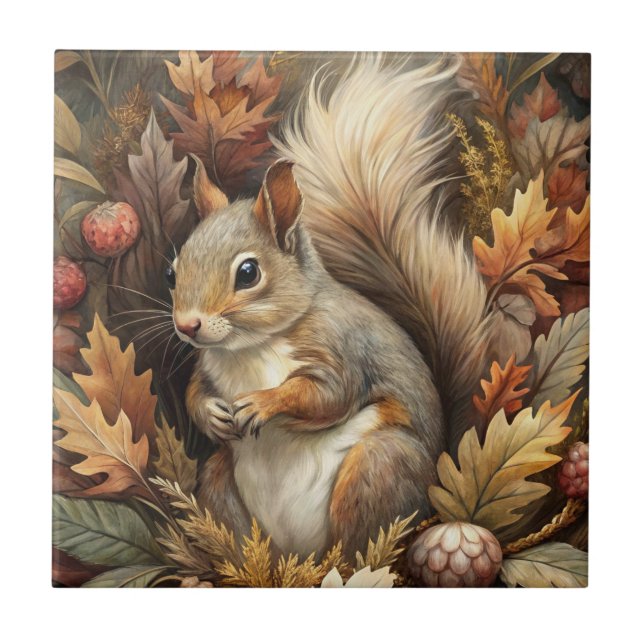 Cute Squirrel Ceramic Tile (Front)