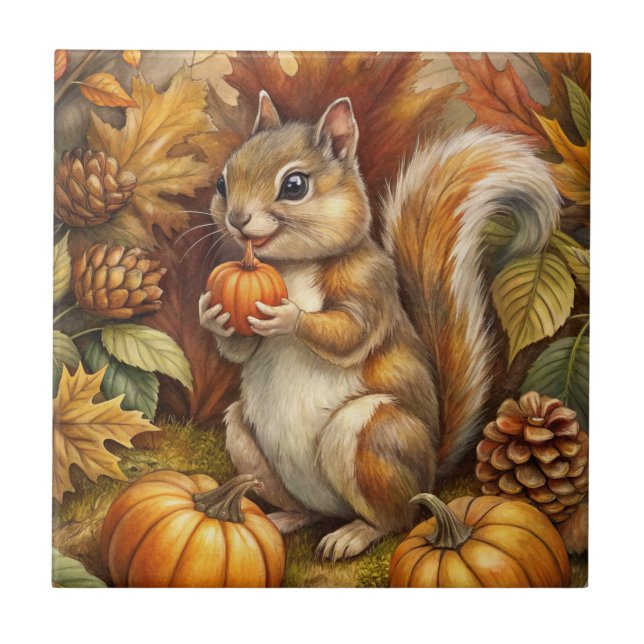 Cute Squirrel Ceramic Tile (Front)