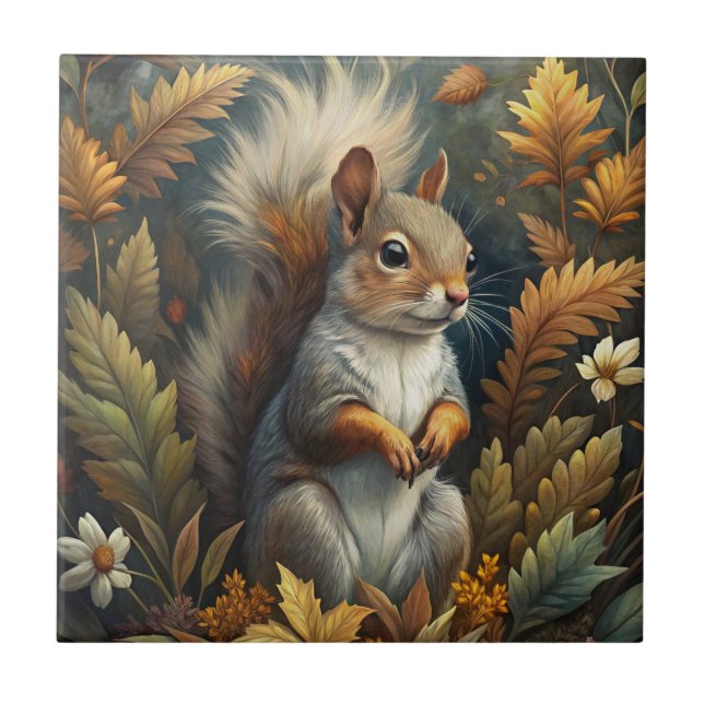 Cute Squirrel Ceramic Tile (Front)