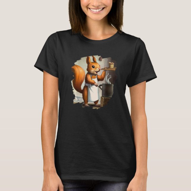 Cute Squirrel Chef Cooking Food Squirrel T-Shirt (Front)