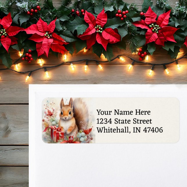 Cute Squirrel Christmas Easy Read Return Address Label (Creator Uploaded)