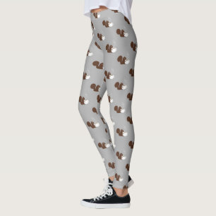 Cute Squirrel Coffee Lover Pattern Leggings