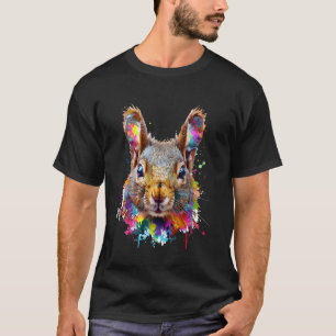 Cute Squirrel Colourful Watercolor Squirrel Forest T-Shirt
