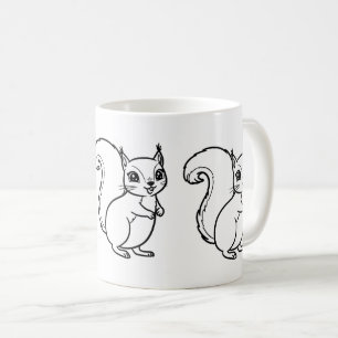 Cute Squirrel Couple Line Art Minimalist Coffee Mu Mug