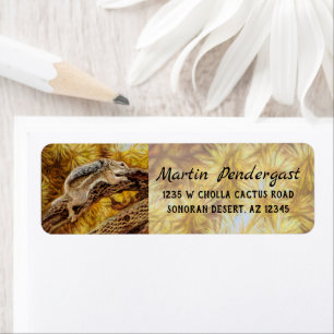 Cute Squirrel Critter On Cholla Cactus Digital Art Return Address Label