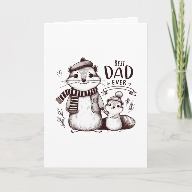 Cute squirrel dad with baby card (Front)