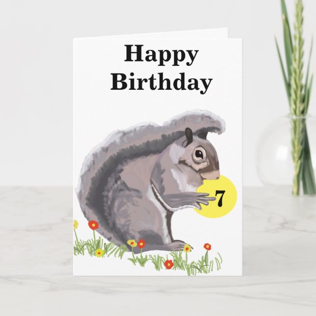 Cute Squirrel editable Birthday Card (Front)