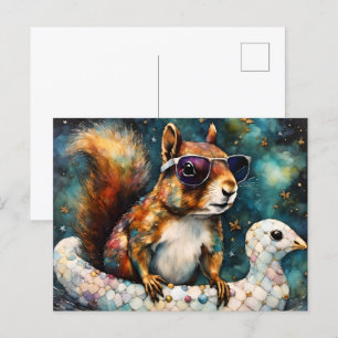 Cute Squirrel Enjoys a Float Trip Postcard