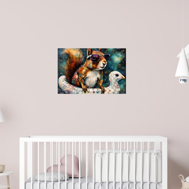 Cute Squirrel Enjoys a Float Trip Poster (Nursery 2)
